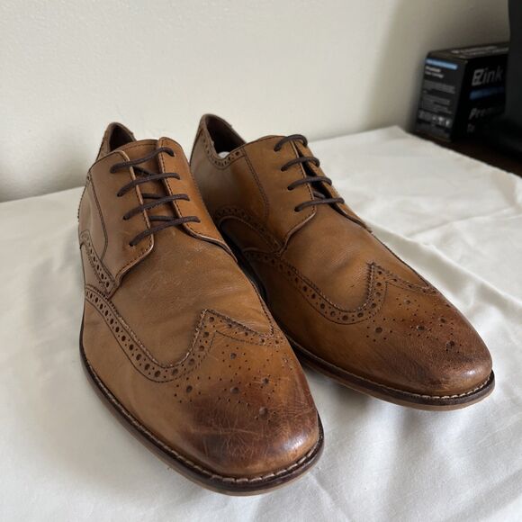 FLORSHEIM Castelllano Wingtip Leather Oxford Dress Shoe, Saddle Tan- 12 D main image 4
